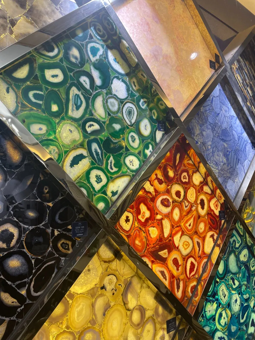 Backlight Luxury Semi Precious Thin Onyx Stone Honeycomb Panels Gem Stone Semi Precious Stone