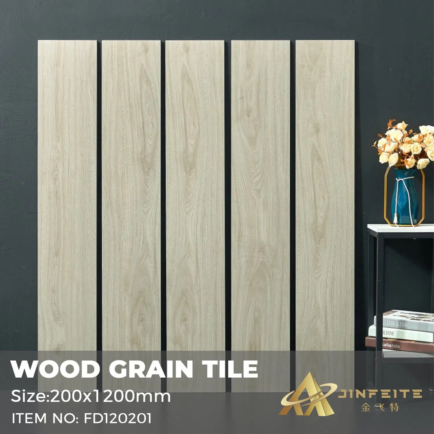 Серый деревянный керамогранит 200x1200 мм матовый