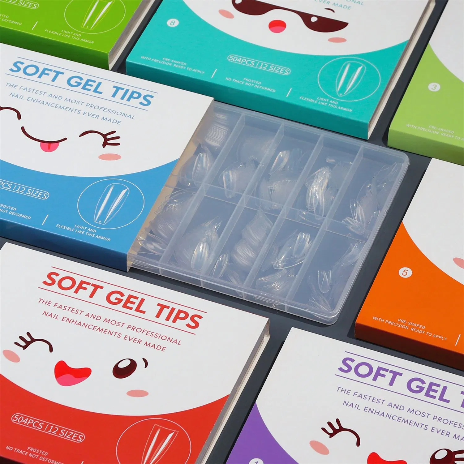 Boxed Seamless Nail Tips Fake Nail Drops Almond Ballet Nails Tips Fully Covered with Transparent Nail Tips