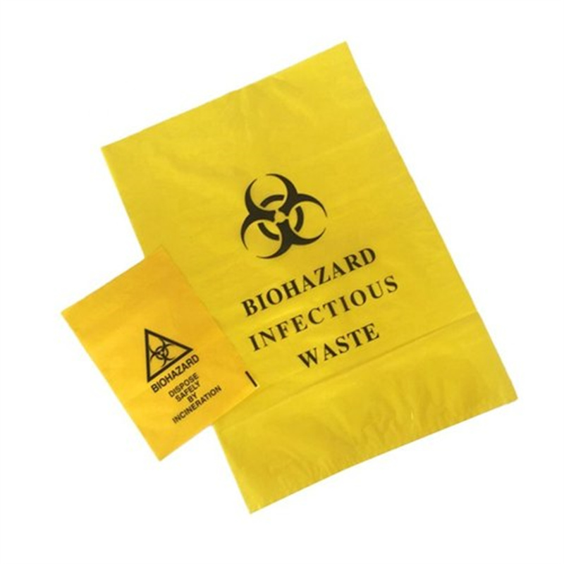 Customized Yellow Plastic Medical Trash Bags Waste Garbage Bags Biohazard Bag