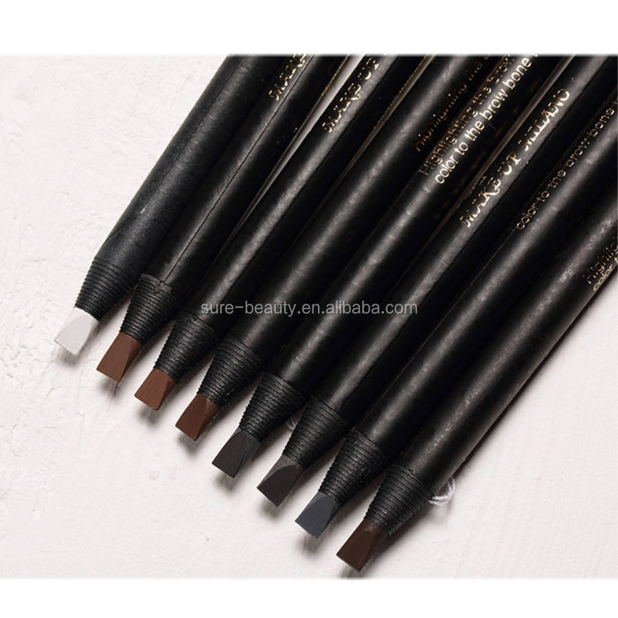 Private Label Hard Core White Microbladinq Tattoo Eyebrow Pencil with Brushes Cover