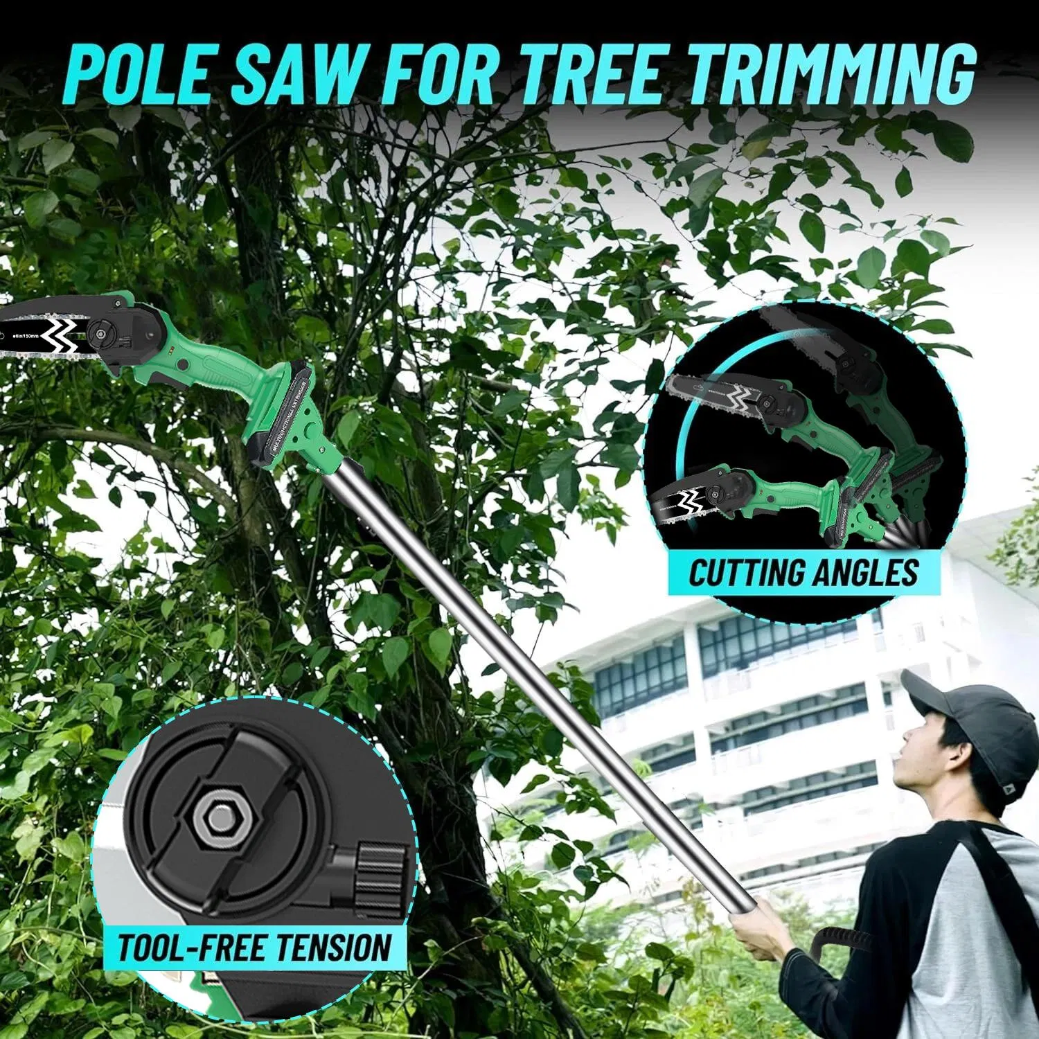New Handheld Cordless Electric Chainsaw and Telescopic Saw with 4 Adjustable Angles; Equipped with Lithium Battery and Fast Charger, Quickly Trim Branches