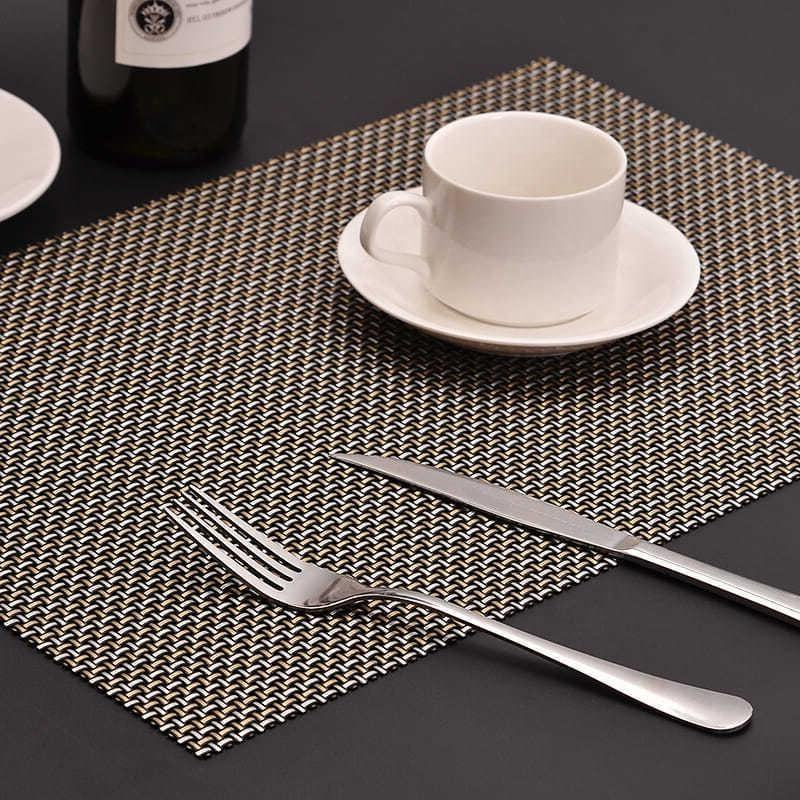 PVC Non Slip Heat Insulation Kitchen Table Place Mat Rectangle Weave Luxury Place Mats