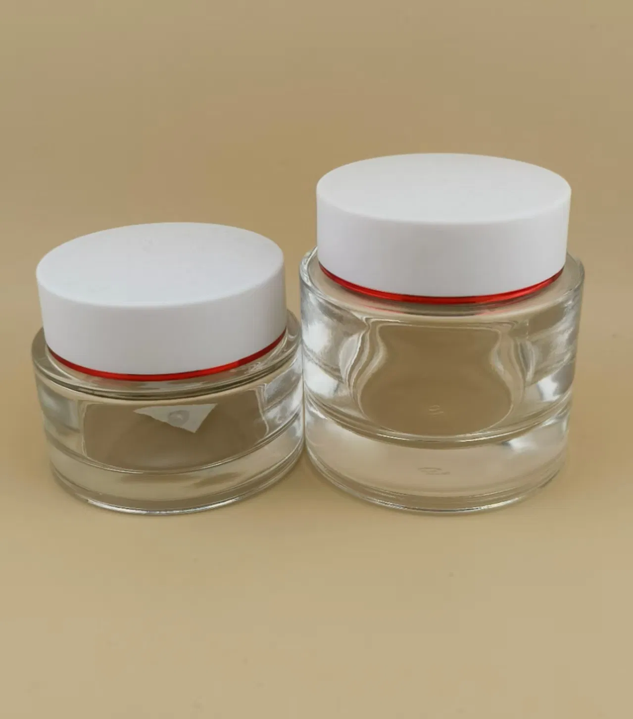 Clear Glass Cream Jar with White Screw Lid for Female Lotion