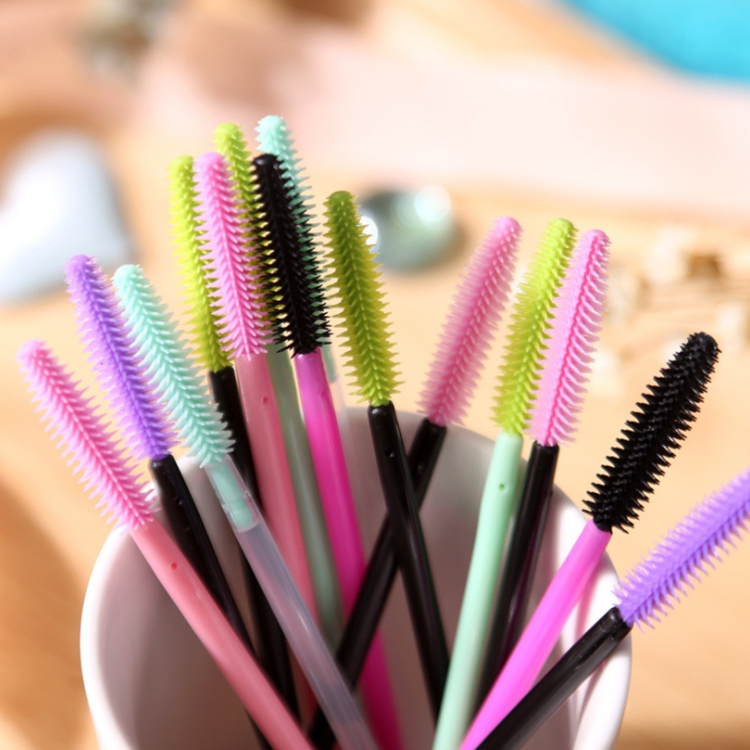 Wholesale Disposable Eyelashes Brush Curl Eyelashes Stick Portable Tower Colored Silicone Brush Head Multicolor Mascara Wand