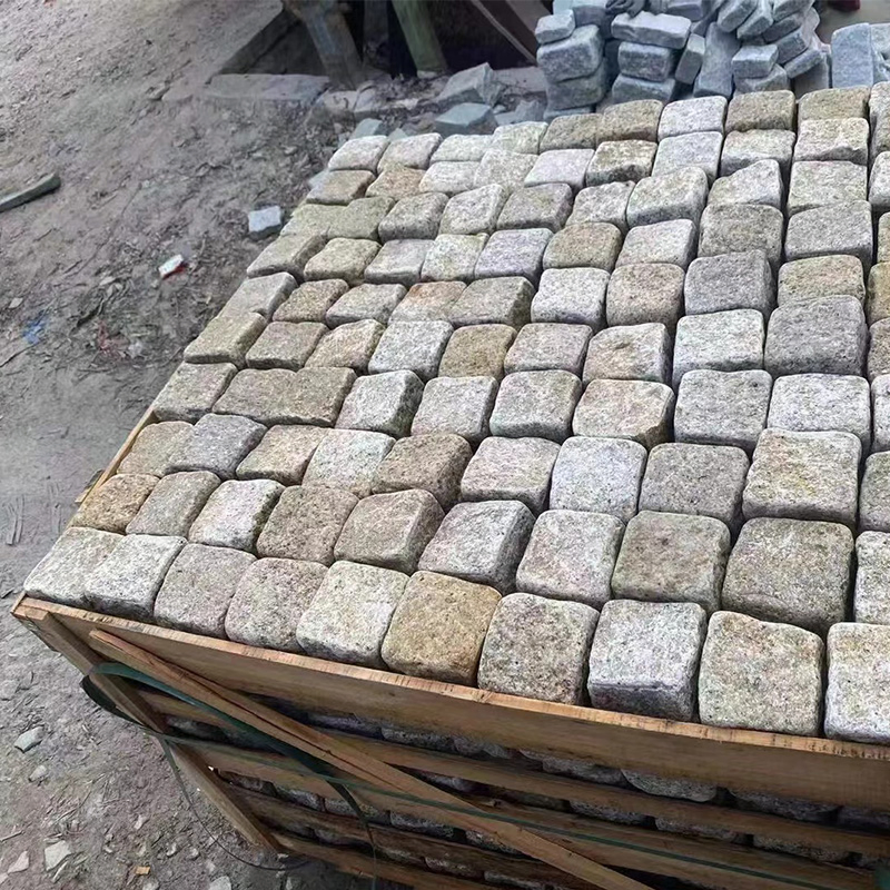 Tumbled Yellow G682 Granite Cobblestone Cube
