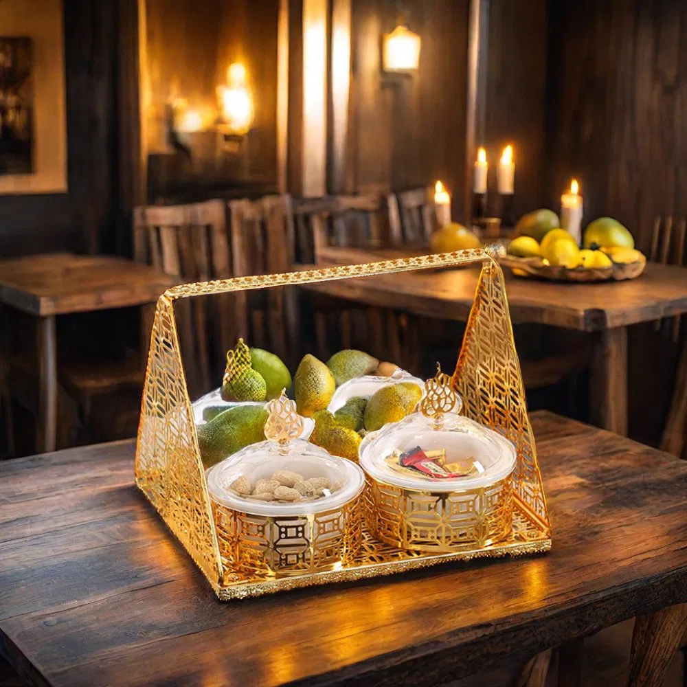 Wholesale Gold Plated Metal Luxury Dried Fruit Bowl Set