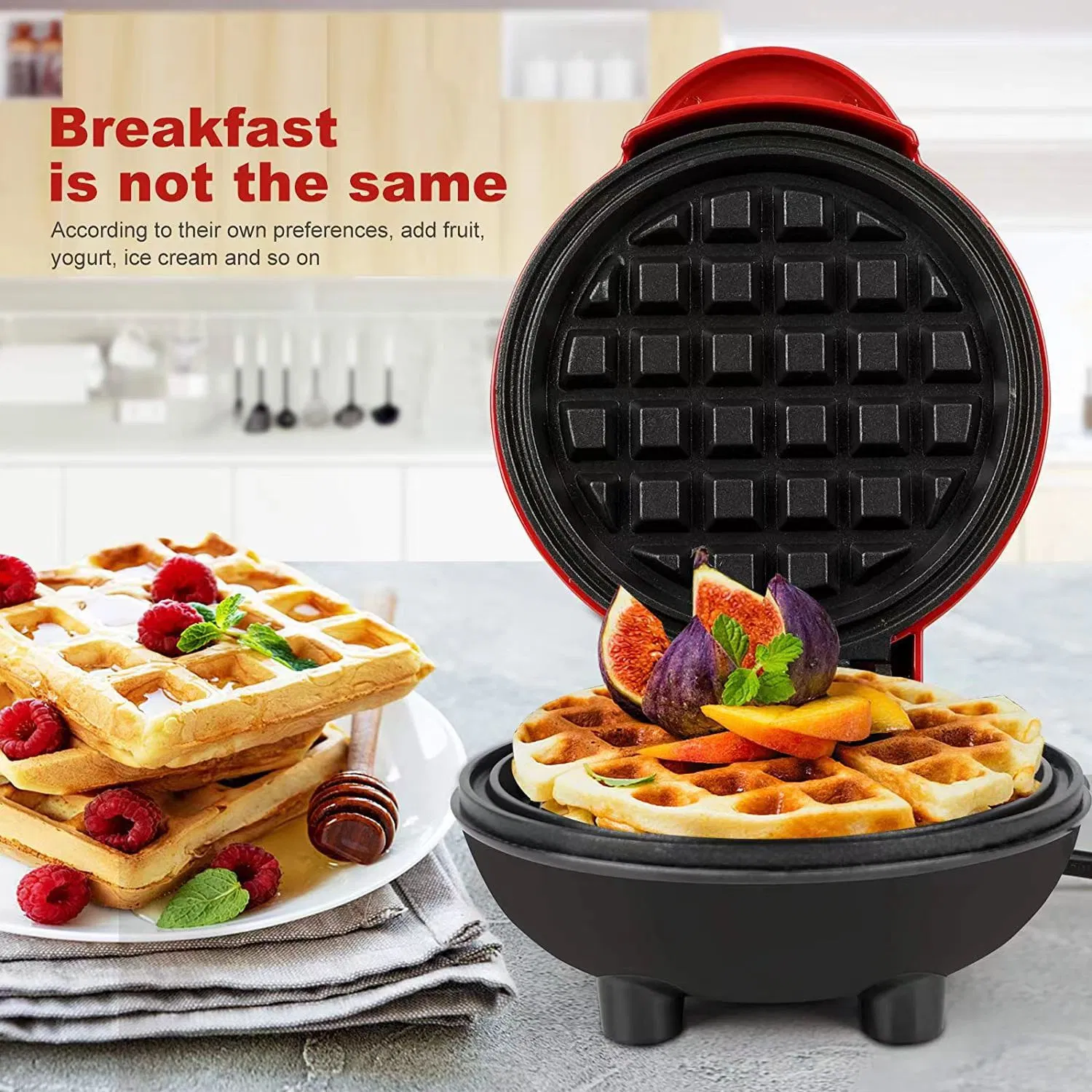 Household Nonstick Surface Easy-to-Clean Small-Sized Breakfast Waffle Maker