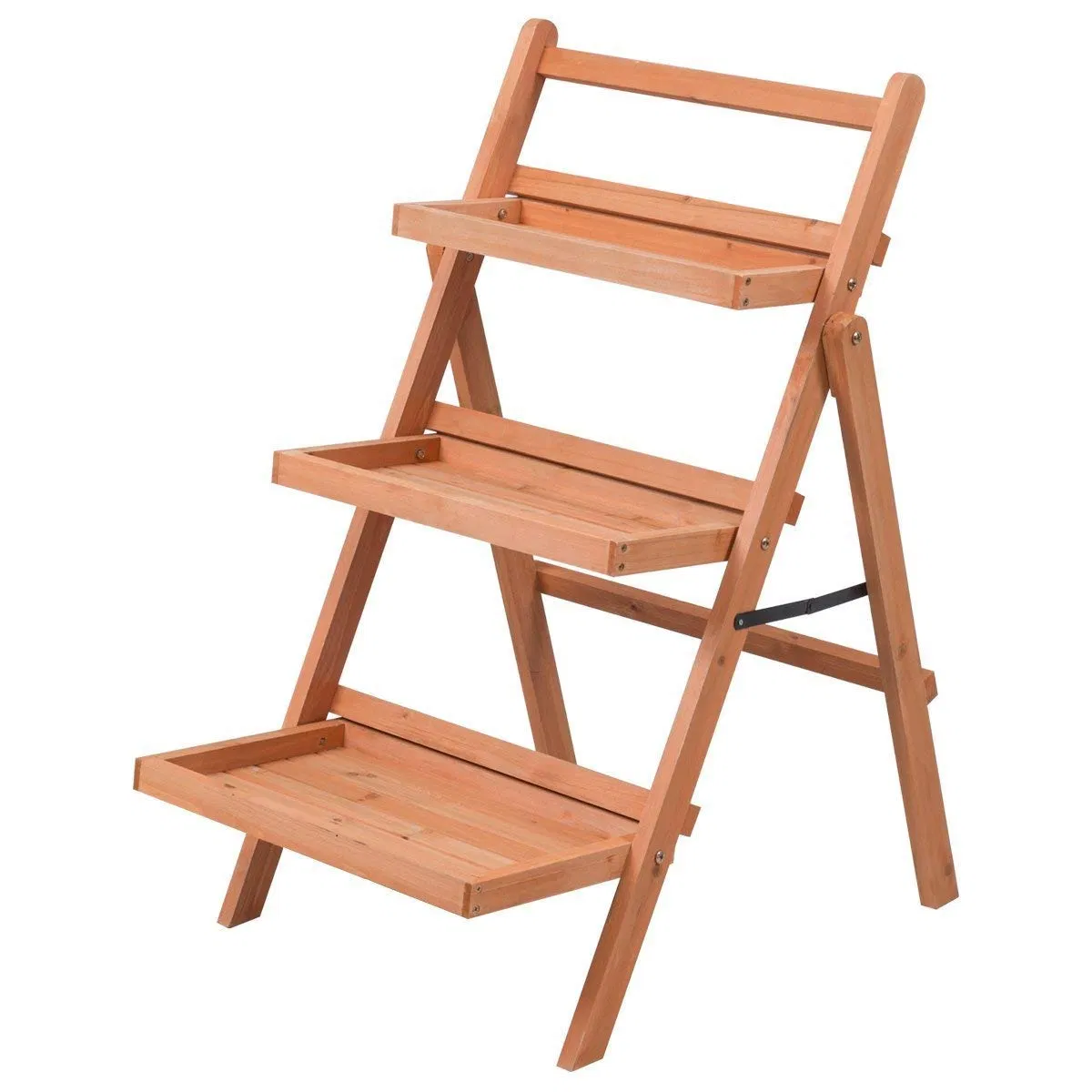 Foldable Timber Plant Stand for Outdoor & Indoor Wooden Shelf Natural