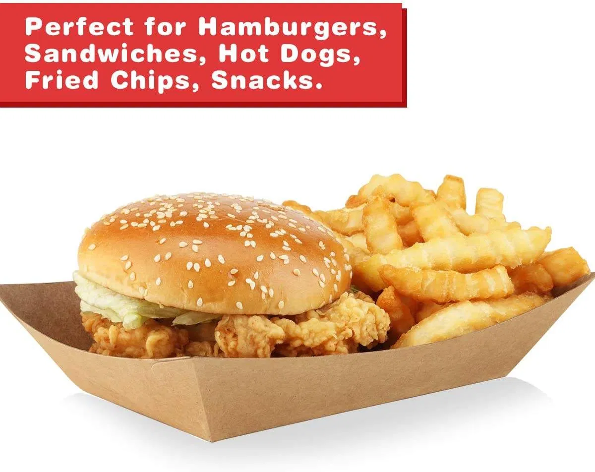 Kraft Paper Tray for Street Food and Snacks Daily Durable Clean Food Use
