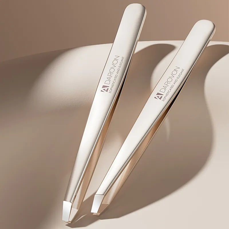 Great Precisson Flat and Slant Pointed Professional Stainless Steel Tweezer for Eyebrow Facial Body Hair Men Women Custom Logo