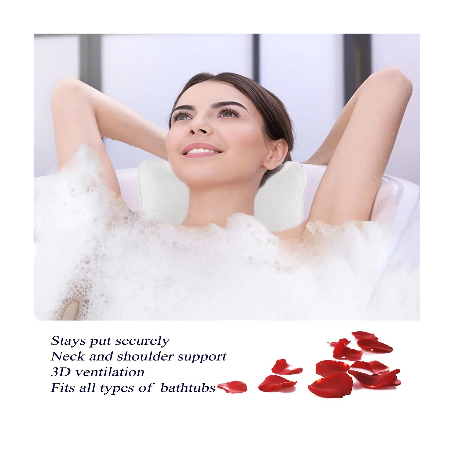 Non Slip Breathable Soft Comfortable Washable Bath Pillow for Tub