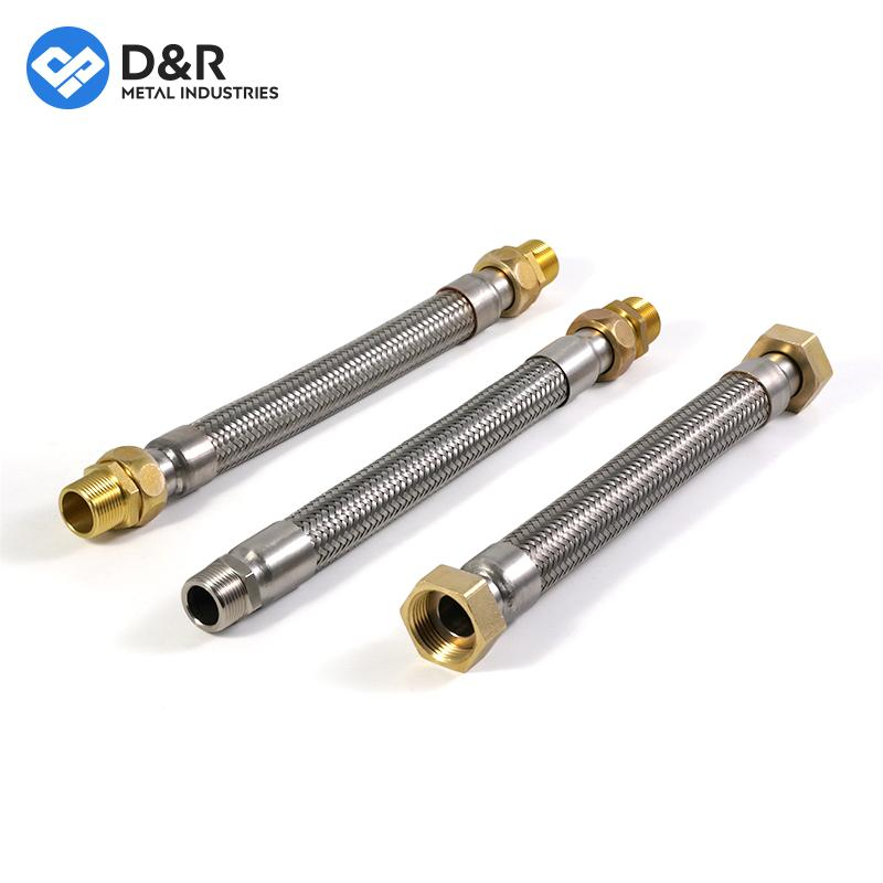 D&R China Manufacture Customized Lengths Stainless Steel Flexible Hoses Braided Corrugated Type for Fcu