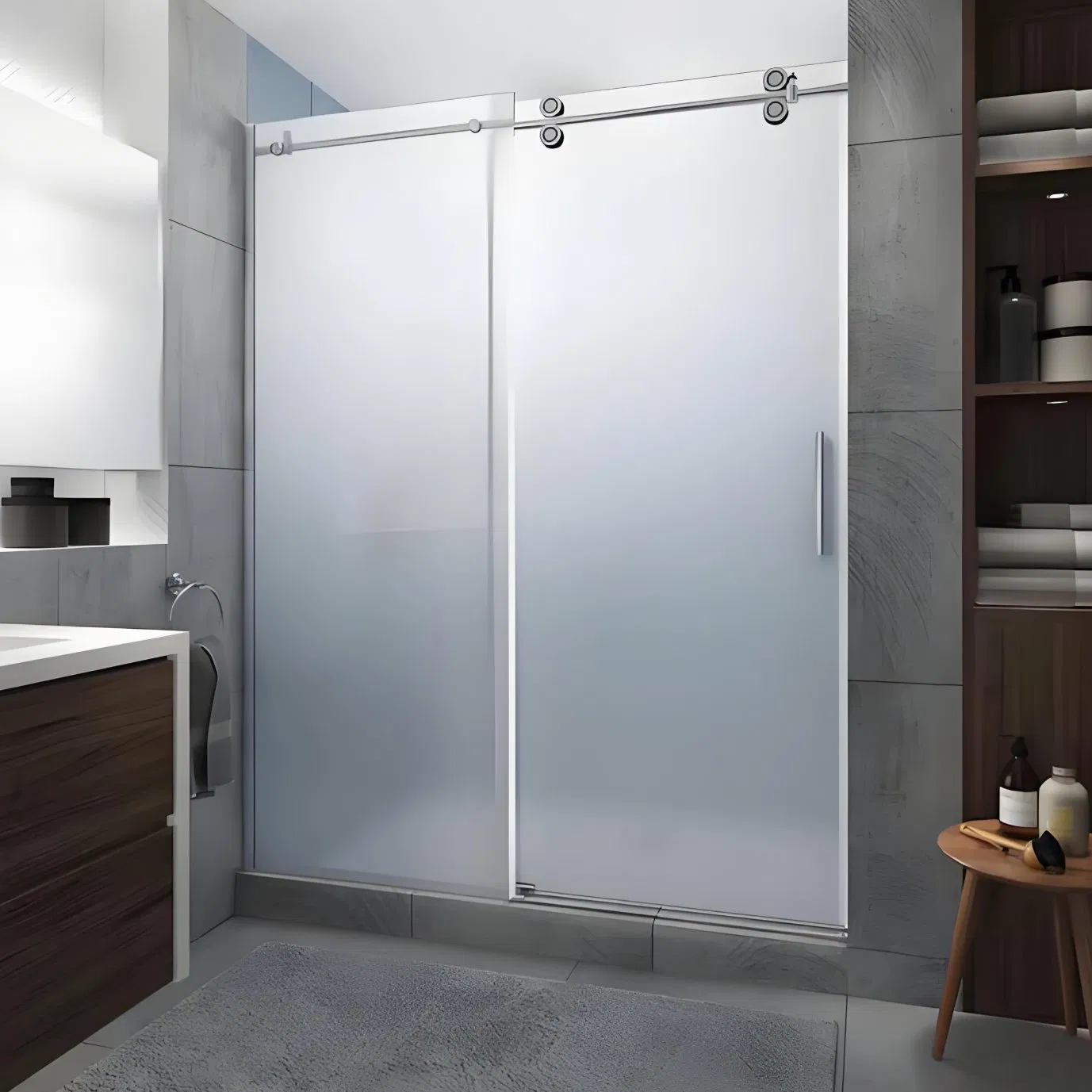 Матовые стеклянные двери для душа Modern Frosted Elegant