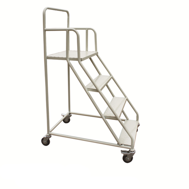 Safety Warehouse Stainless Steel Rolling Wheels Mobile Platform Ladder Truck