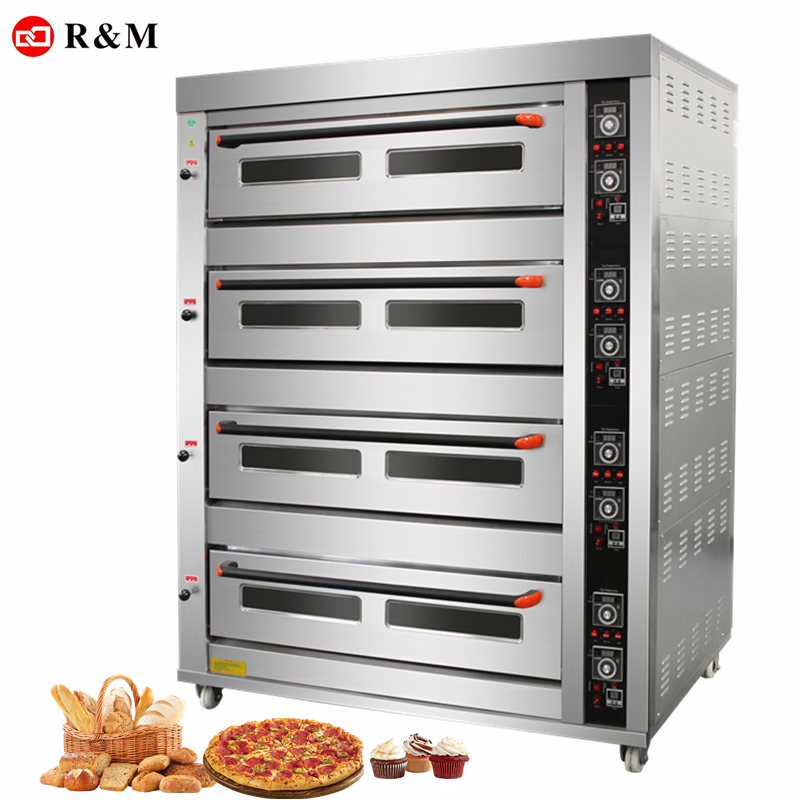 RM Insustrial Four 4 Deck 16 Tray Commercial Gas Electric Deck Oven Capacity 4 Layer 4desks 16tray Bread Baking Bakery Oven Ofen