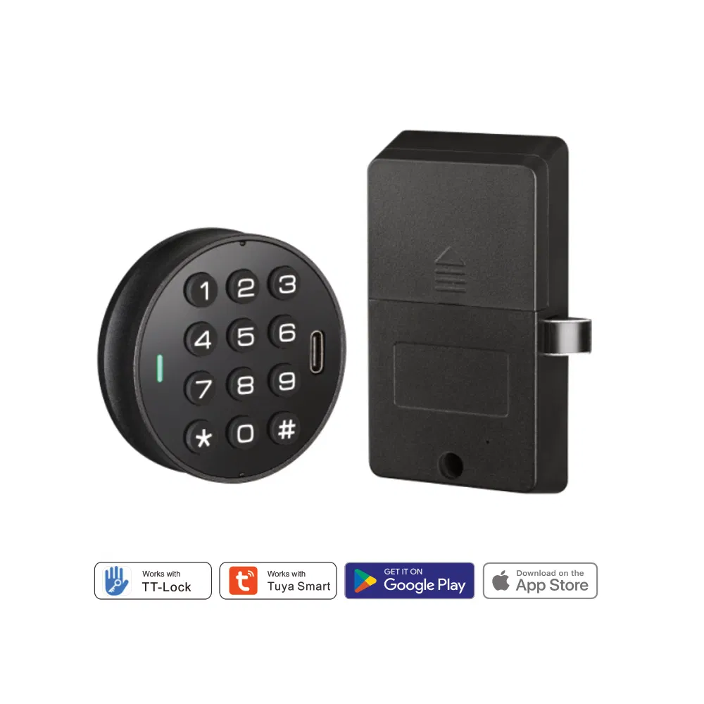 Tuya/Ttlock APP Compatible Keypad Pin Code & RFID Card Unlock Smart Cabinet Lock for Gym Locker/ Office Drawer/Wardrobe