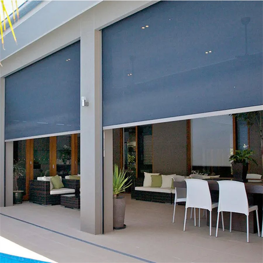 Durable Waterproof Windproof Anti-UV Garden Roller Shades Outdoor Zip Screen Blind