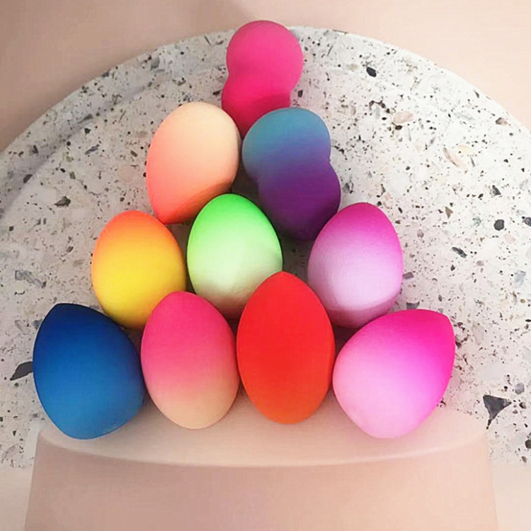 Latex Free Waterdrop Gourd Vegan Beauty Sponge Super Soft Makeup Blender Beauty Puff Rainbow Gradient Mixed Color Makeup Sponge