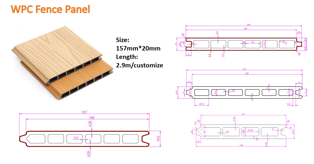 Easy Install Waterproof Mothproof High Quality Wood Plastic Composite WPC Fence Panel