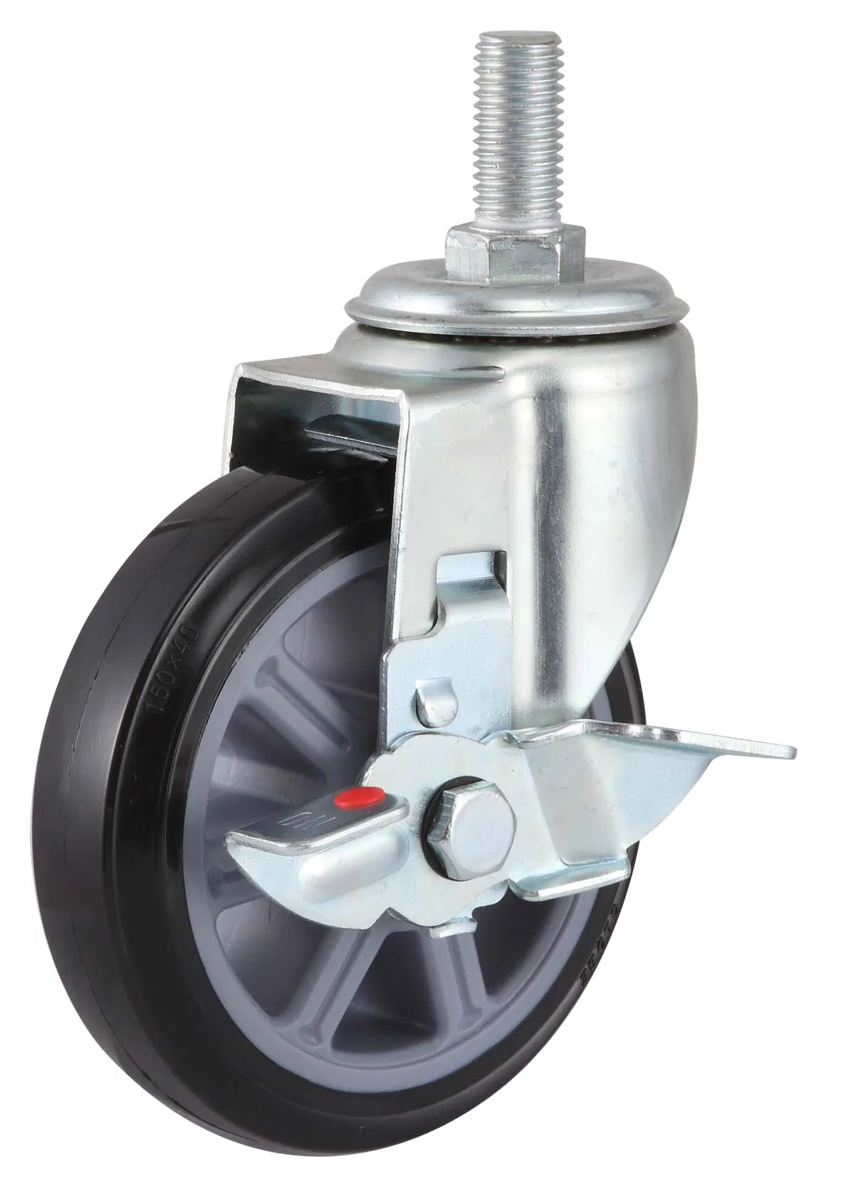 Globe Polyurethane Rigid Castor Wheels Top Plate Fixed PU Caster Wheel (Black)