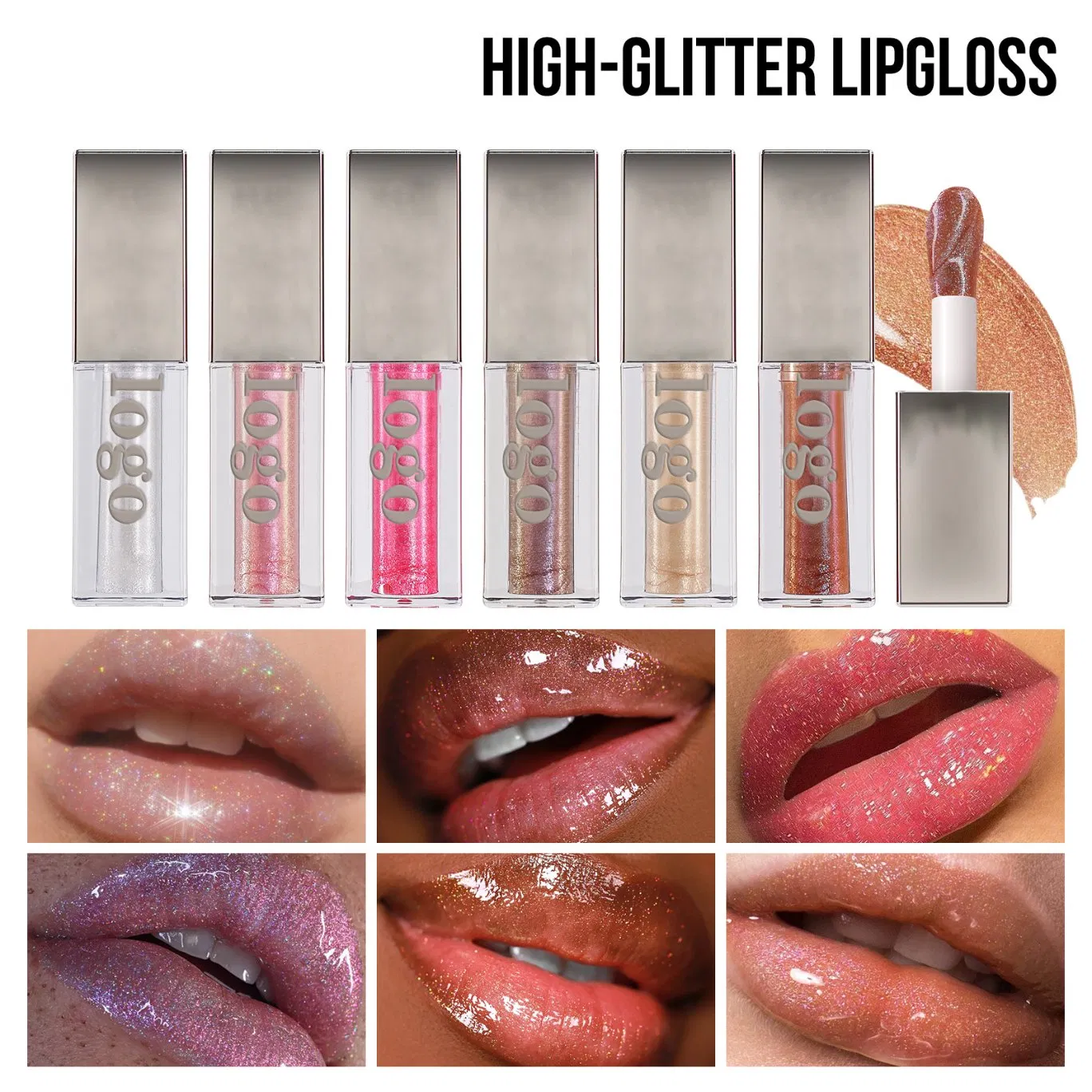 Wholesale Customization Factory High Glitter Comfortable Finish Applicator Ultra Shiny Wet Finish Lip Gloss