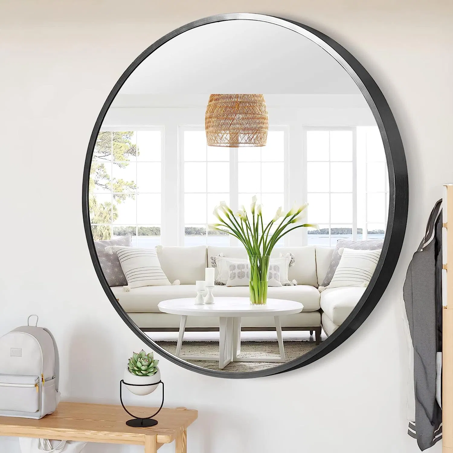 Round Metal Framed Wall Mirror (60cm / 70cm / 80cm / 90cm)