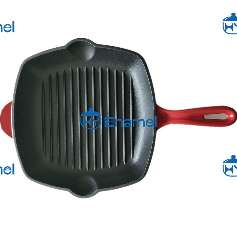 Wholesale Factory Steak Grill Plate BBQ Square Enamel Cast Iron Frying Grill Pan
