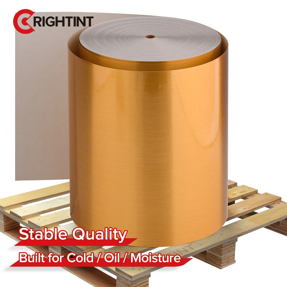 Brushed Gold PET Label Material Jumbo Roll for Premium Brand Packaging Labels