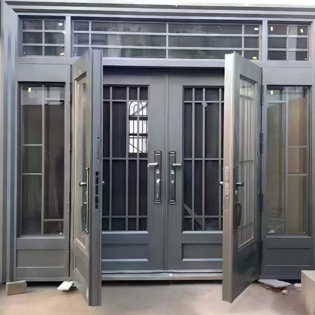 China Factory Steel Aluminum Door Security Entrance Interior Guangdong Exterior Metal Modern Wrought Iron Front Single Double Turkey American Door Price
