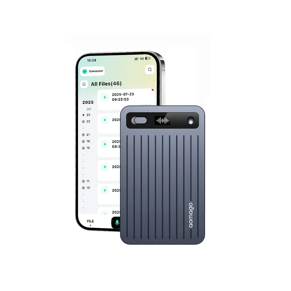 Ультратонкий 64GB AI диктофон с голосовым управлением и приложением