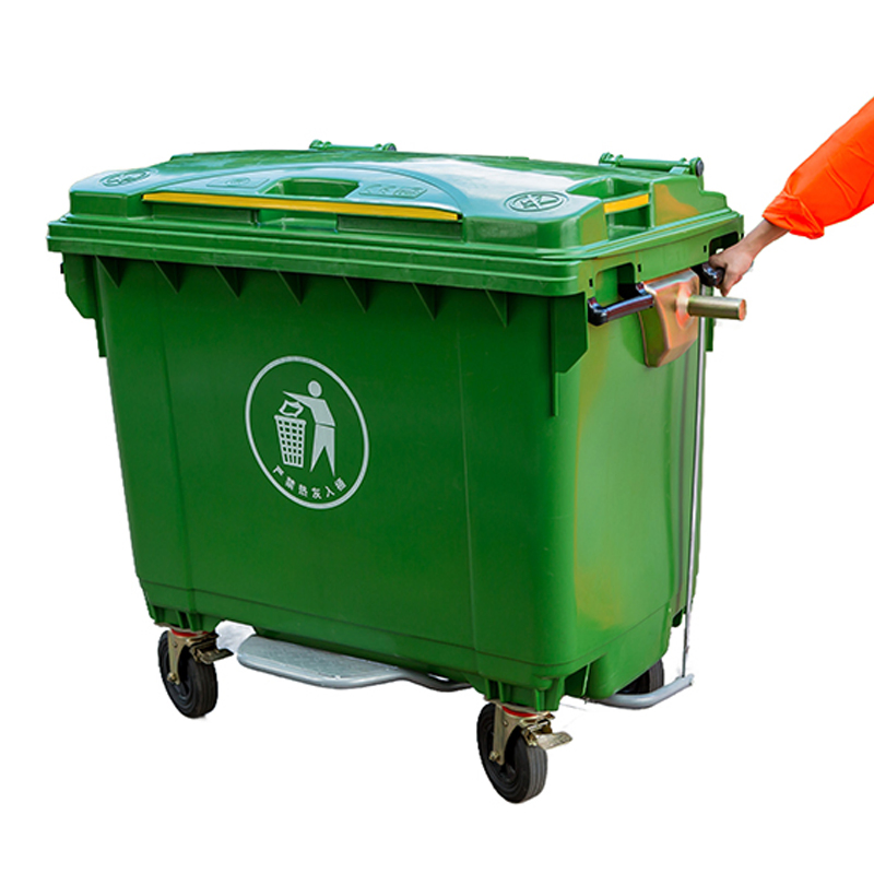 660L Green Blue Wheeled Plastic Industrial Trash Garbage Bin Container Large Capacity