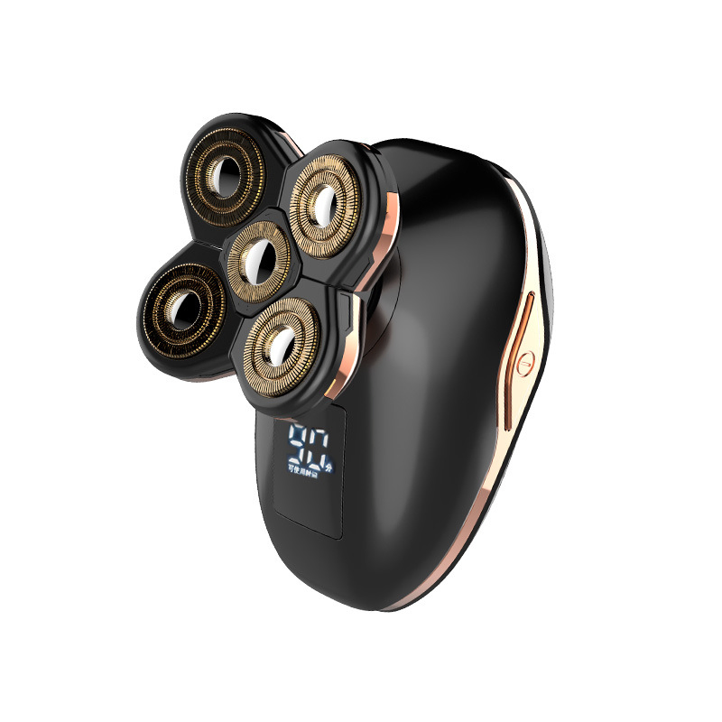 Yinhu 4D Hair Head Beard Golden Waterproof Electric Razor for Men USB Rotary Rechargeable Mini Portable Electric Shaver