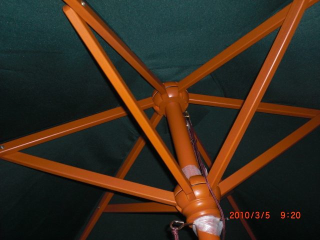 Factory Outlet High Quality Wooden Parasol Umbrella Round Dia. 2.7m 8ribs 38mm Pole 180G/M Polyester