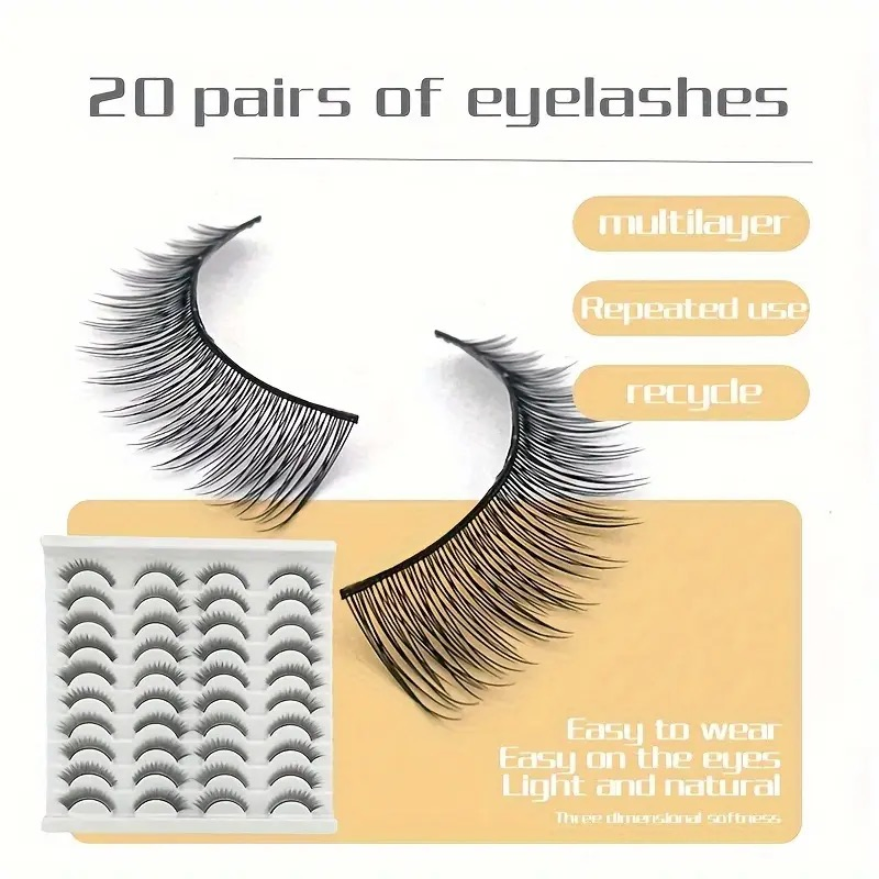Natural Lashes Wispy Fake Mink Eye Lashes 20pairs of Natural Appearance Fluffy