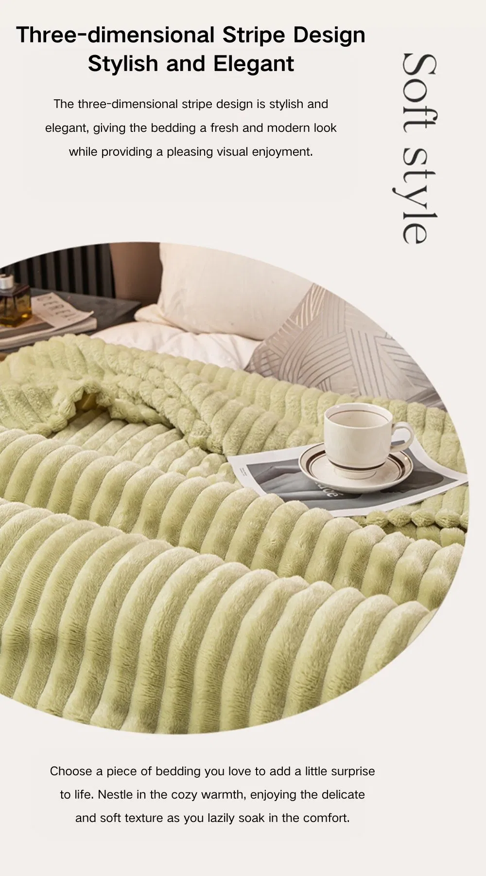 Luxury Faux Rabbit Fur Flannel Fleece Throw Blanket Warm Polyester for Home Use