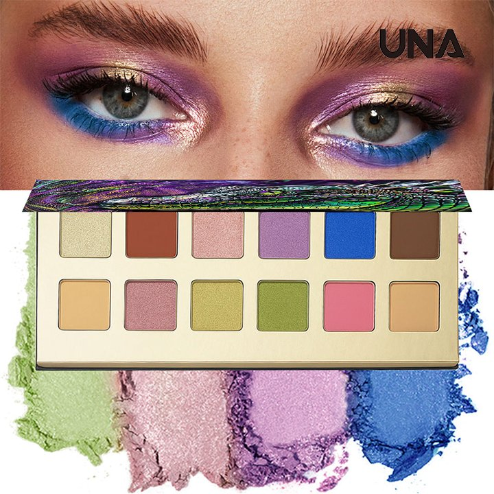 12-Color Alligator Eye Eyeshadow Palette with Iridescent Scale Effect Waterproof Metallic & Matte Finish Powder Form