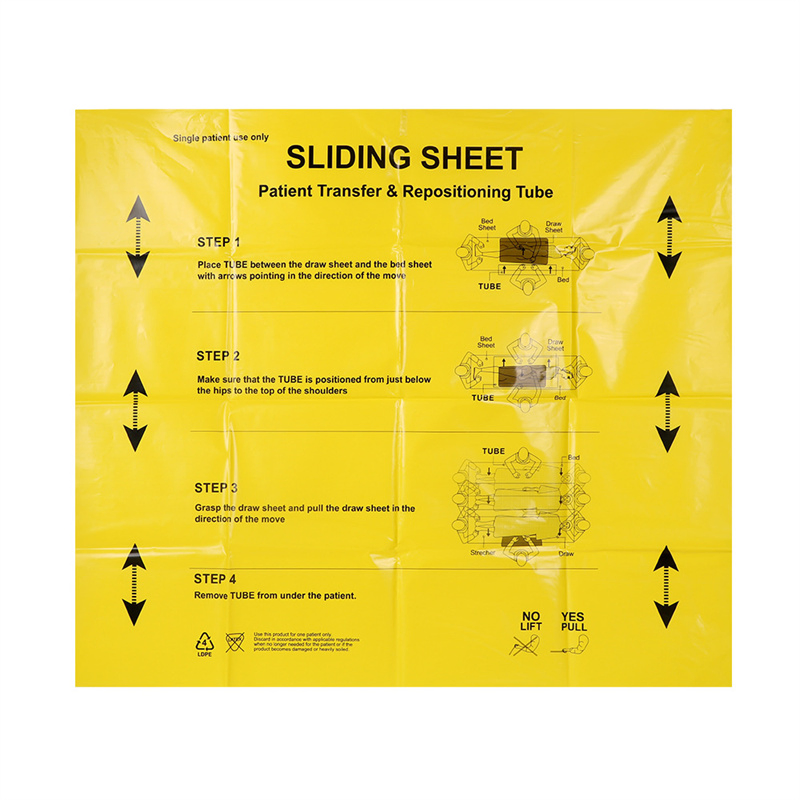 Medical Patient Transfer Sliding Sheet, LDPE Material, Bright Yellow, 39× 33 Inches, Hospital Nursing Home Specialized, Reduces Nursing Burden