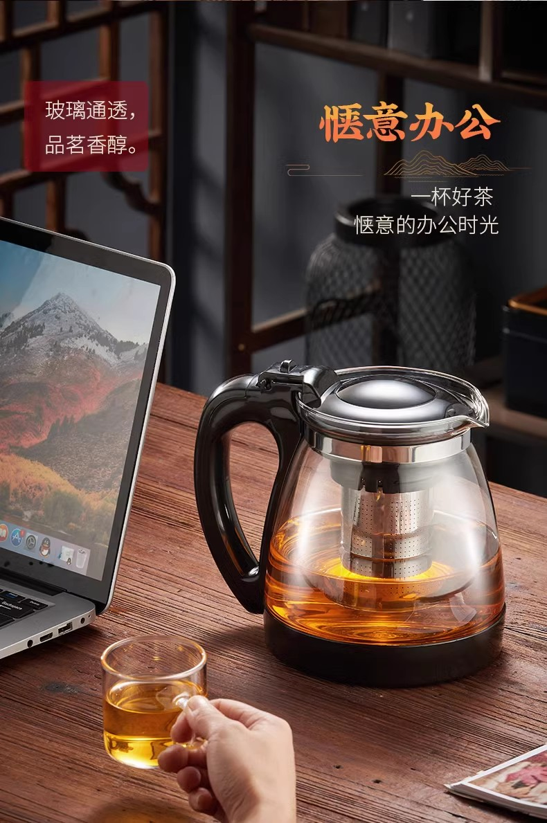 Glass Water Pot 1500ml Glass Kettle Hot Water Jug with Lid