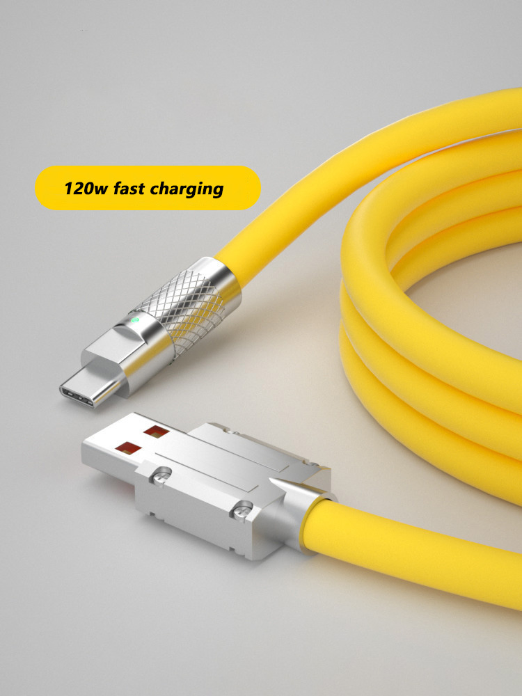 High Quality Cheap Price 120W Super Fast Charging Cable 6A Metal Zinc Alloy Silicone Cable Charger Data Cable