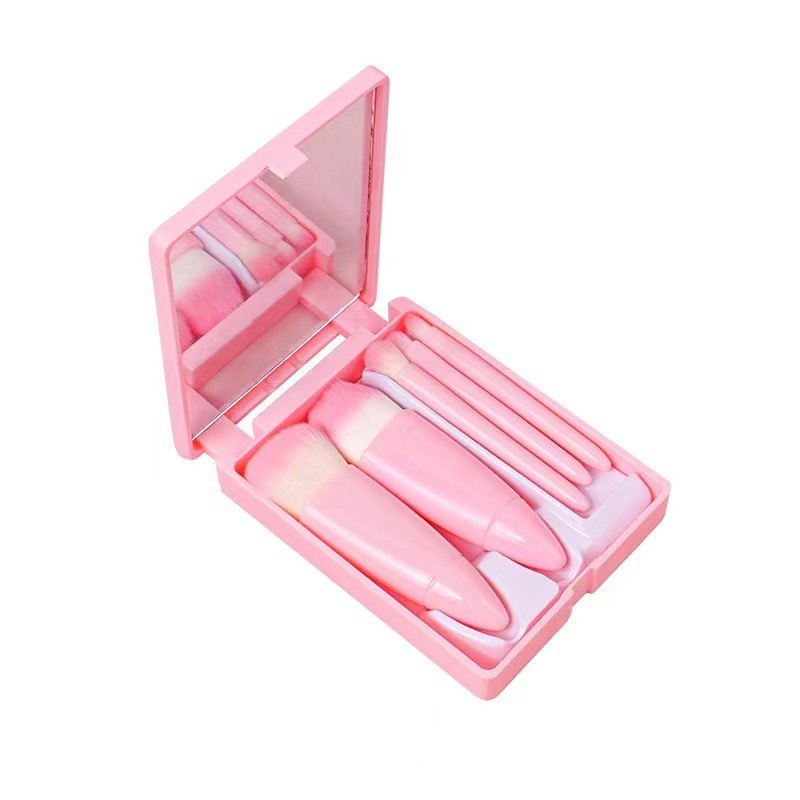 2025 Portable Mini Makeup Brush Set with Mirror Compact Design for Travel Makeup Brushes
