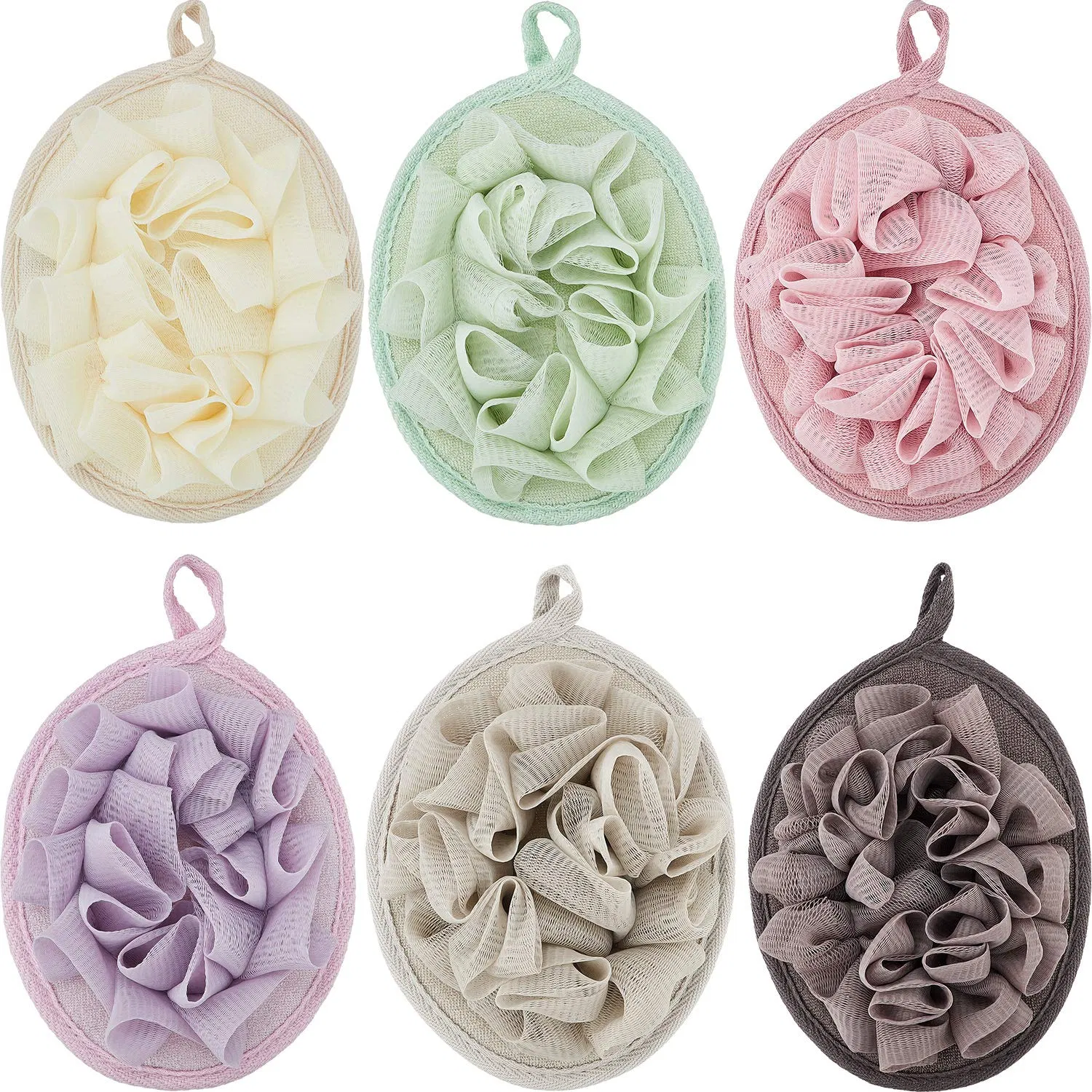 Exfoliating Body Loofah Pad Shower Scrubber Ball Shower Glove with Flower Bath Ball (Multi-color)
