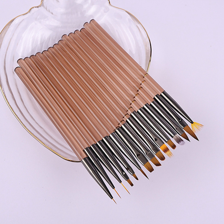 Hot Selling Multifunctional Nail Brush Set OEM Acrylic Brown Nail Brush