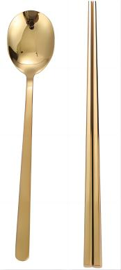 Korean Style Silver Stainless Steel Flat Shiny Chopsticks for Rice Noodle Kimchi