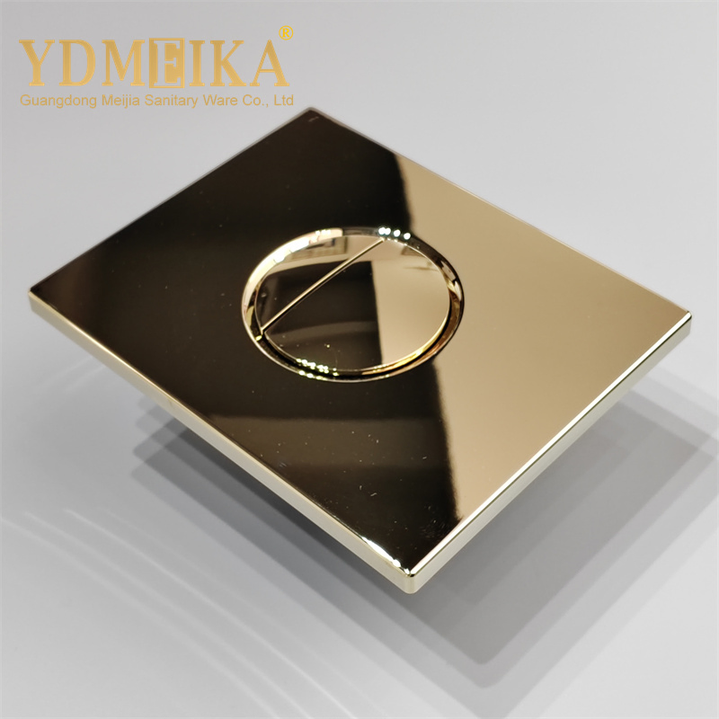 Bathroom Luxury Design Golden Color Round Shape Push Dual Flush Button Panel for Wall Hung Toilet