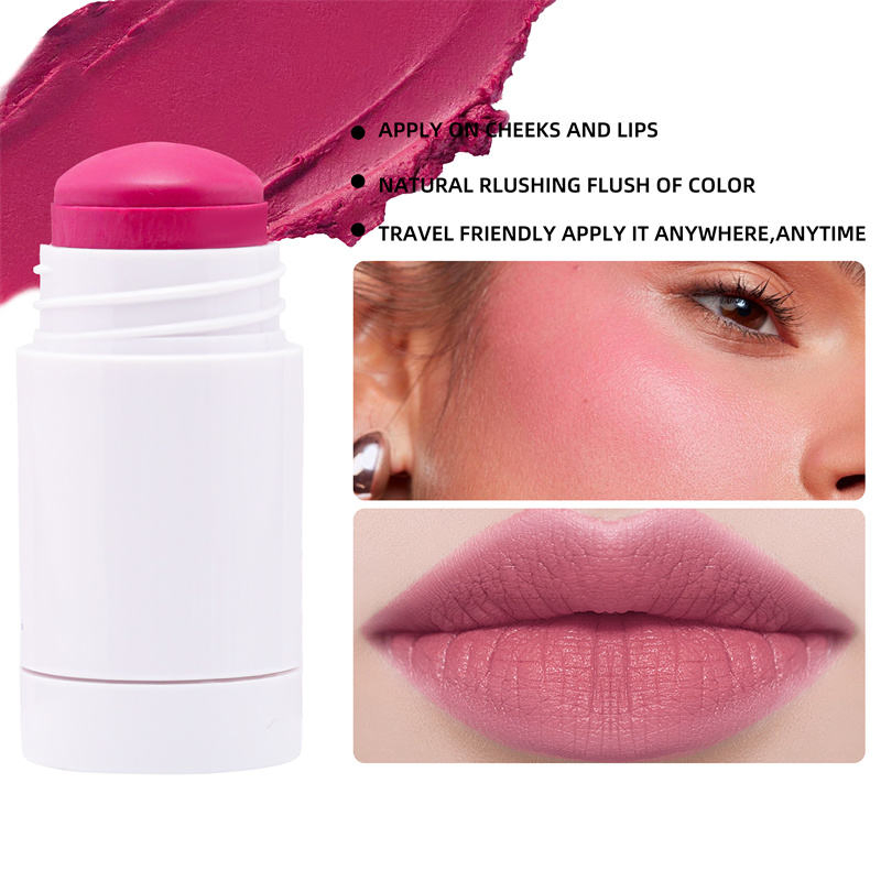 High Pigment Long Lasting Vegan Cheek Monochromatic Multi-Stick Blush for Lip and Check