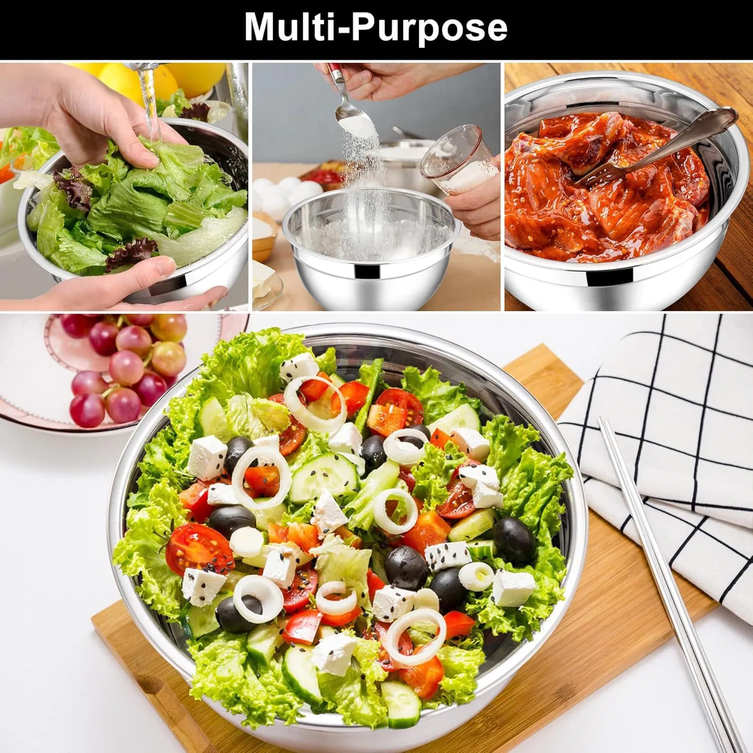 Complete 26PCS Kitchen Set Stainless Steel Bowls with Airtight Sealing Lids