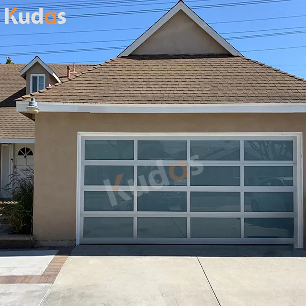 Insulated Automatic Black Aluminum Frosted Glass Sectional Residential Garage Door