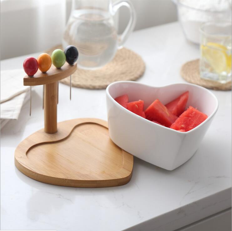 Heart-Shaped Multipurpose Ceramic Salad Bowl Seasoning Bowl