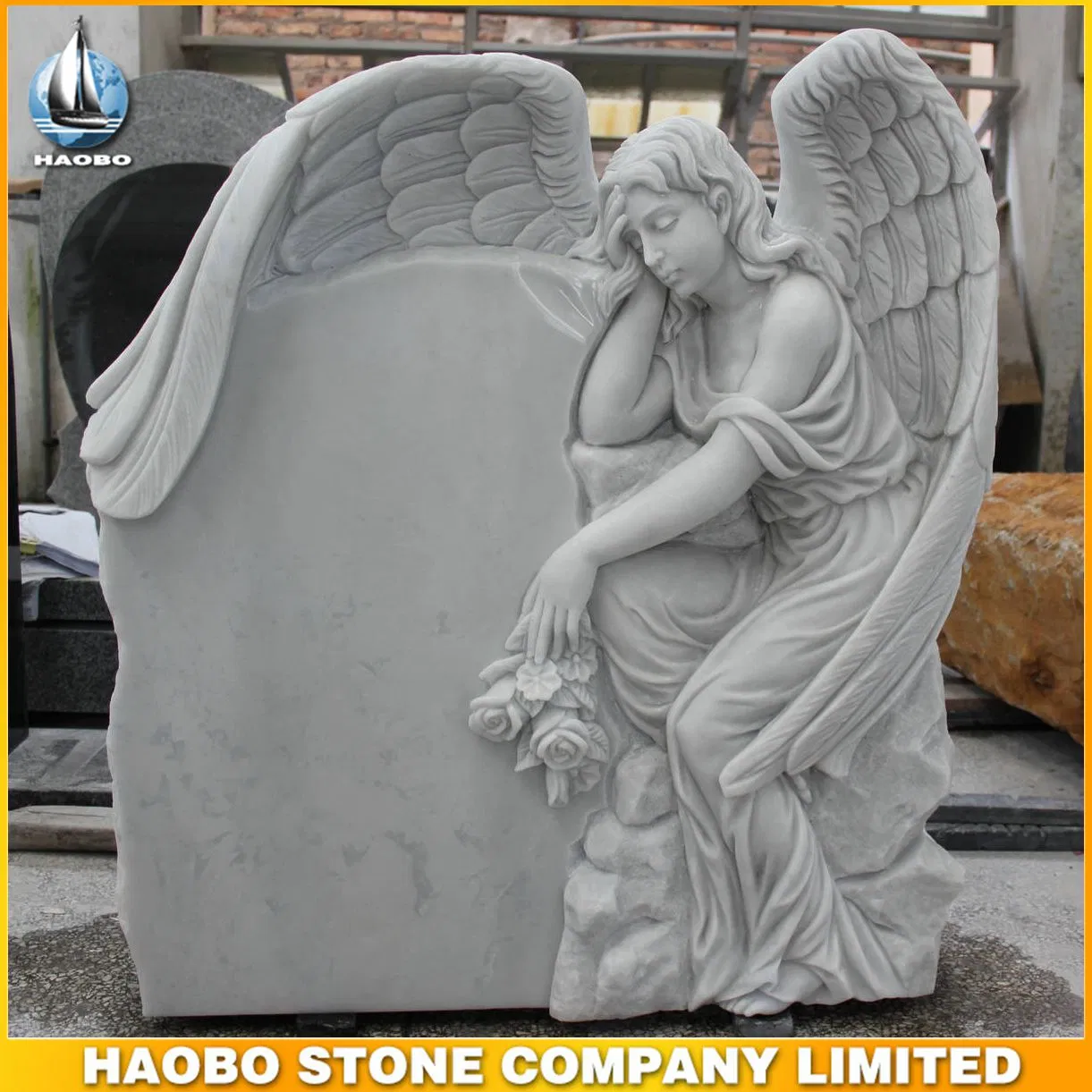 Top Carving Angel Sculpture Memorials Headstone for Sale